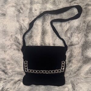 Elegant Black Velvet Shoulder Bag